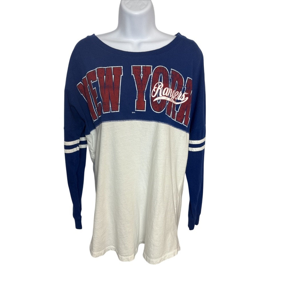 New York Rangers Hockey Womens Shirt Small 5th & Ocean New Era Cotton Jersey